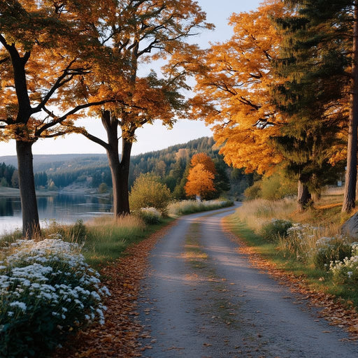 Autumn Lake Pathway Glow Canvas Print