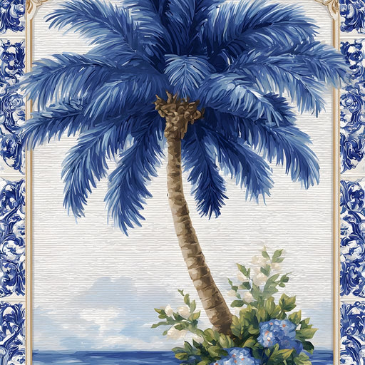 Coastal Blue Palm Reverie Canvas Print