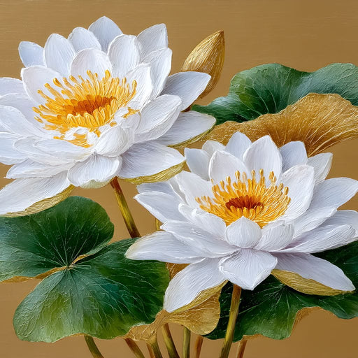 Radiant Lotus Golden Elegance Canvas Print