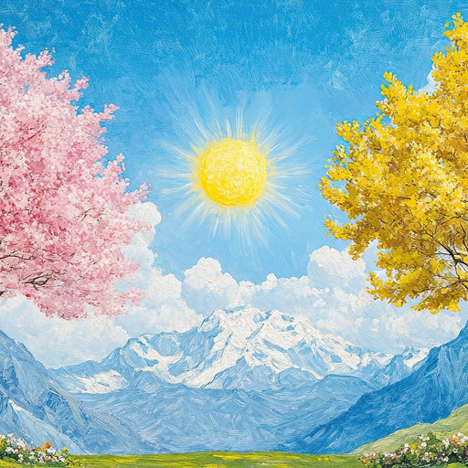 Yellow & Pink Trees Under the Sun Canvas Print