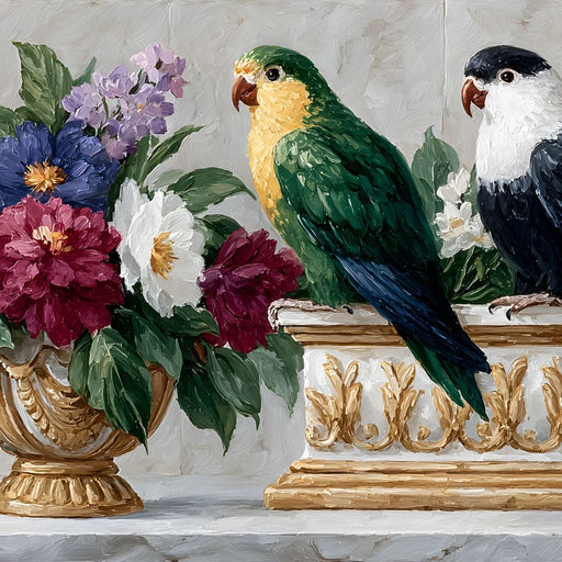 Parrot Companions Floral Grandeur Canvas Print