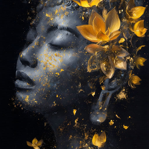 Golden Lotus Reverie Portrait Canvas Print