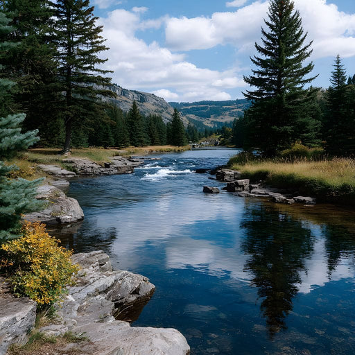 Mountain River Pines Reflection Canvas Print