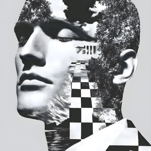 Monochrome Checkerboard Mindscape Canvas Print