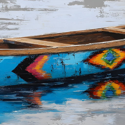 Reflections of a Painted Canoe Canvas Print