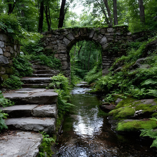 Forest Stone Archway Pathway Canvas Print