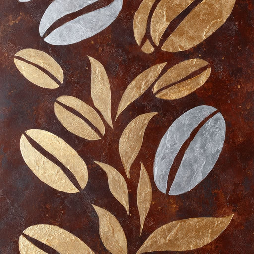 Golden Coffee Beans Botanical Flow Canvas Print