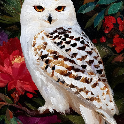 Snowy Owl Garden Blooming Canvas Print