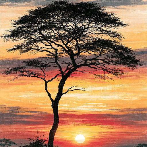 Savanna Sun Beyond The Solitary Branch Canvas Print
