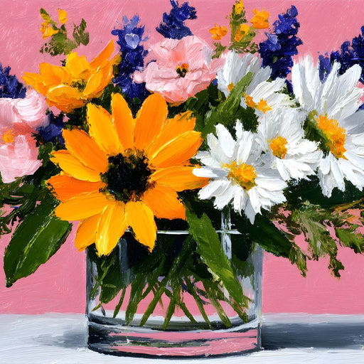 Pink Bouquet Sunflower Daisies Canvas Print