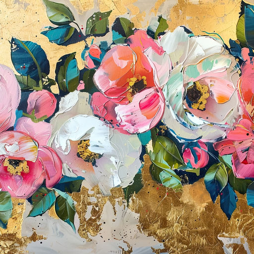 Golden Royal Flowers 08 - Wildrose Creations Canvas Print