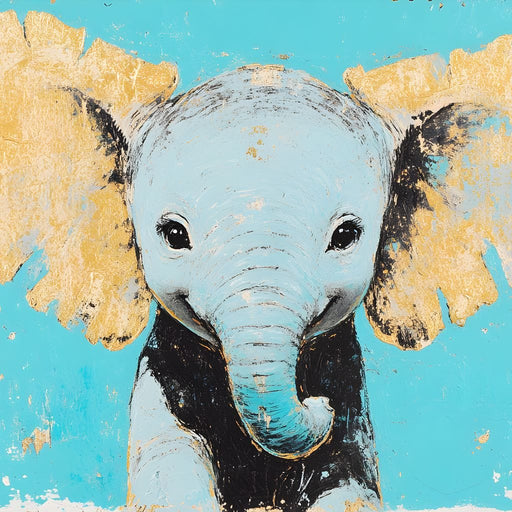 Elephant on Aqua Canvas Print