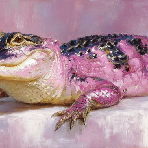 Pink Gator Lounge Portrait Canvas Print