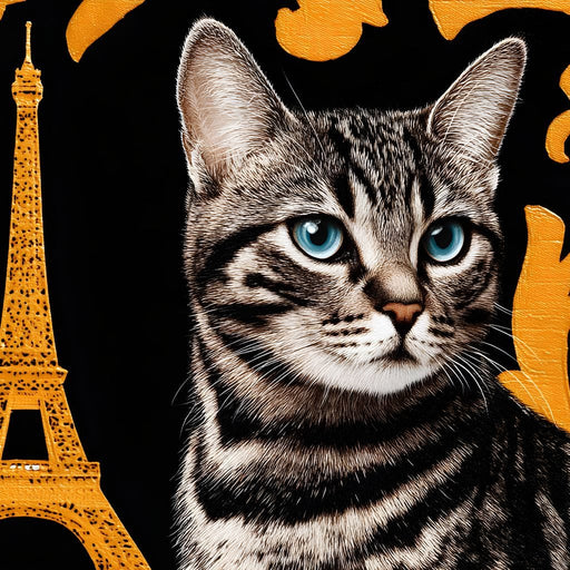 Eiffel Feline Elegance Canvas Print