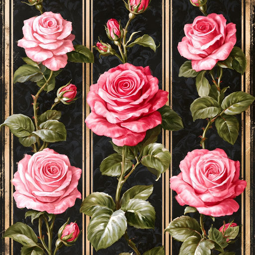 Gilded Damask Rose Collection Canvas Print