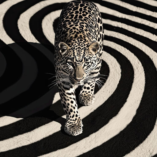 Leopard in Monochrome Swirls Canvas Print