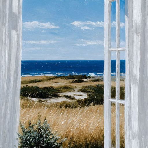Open Window Ocean Breeze View Canvas Print