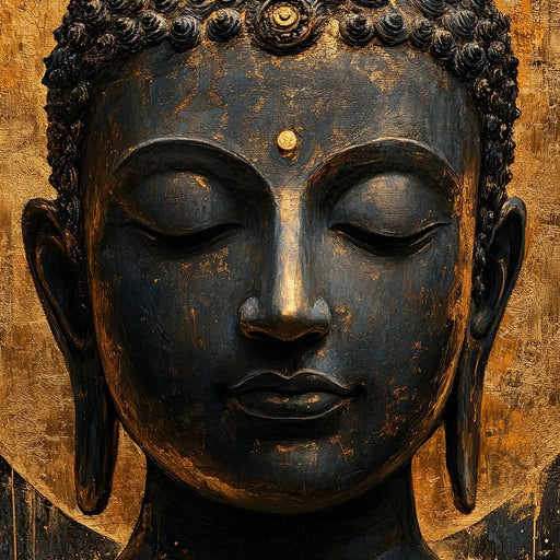 Golden Tranquil Buddha Portrait Canvas Print