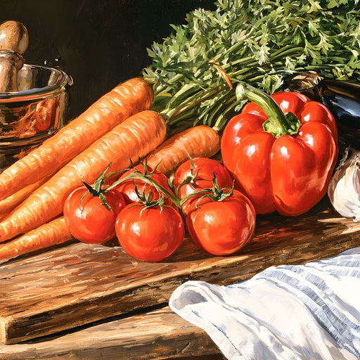 Rustic Kitchen Produce Preparation Canvas Print