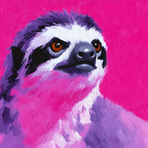 Vivid Magenta Sloth Portrait Canvas Print