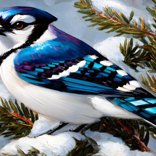 Winter Songbird on Pines Canvas Print