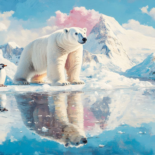Polar Bears Companions Reflected Canvas Print