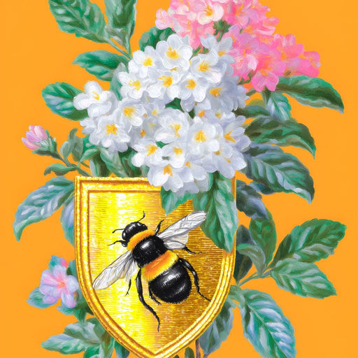 Golden Bee Crest Floral Radiance Canvas Print