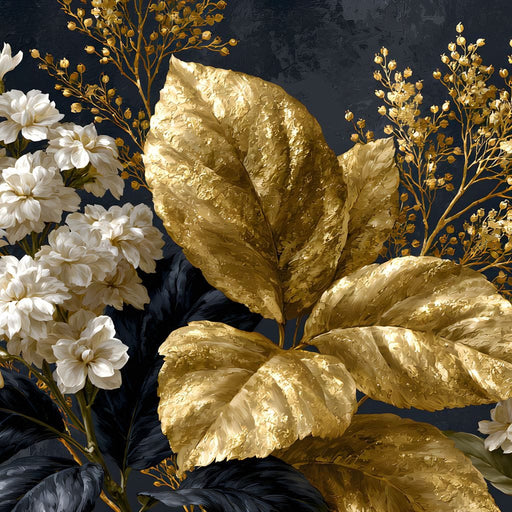 Gilded Foliage Upon Midnight Velvet Canvas Print