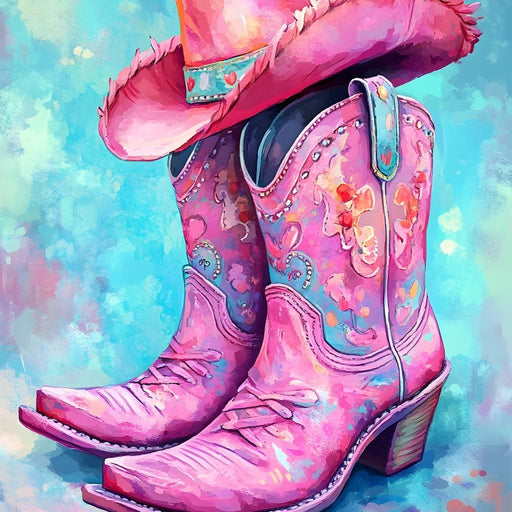 Radiant Cowgirl Boots Hat Canvas Print