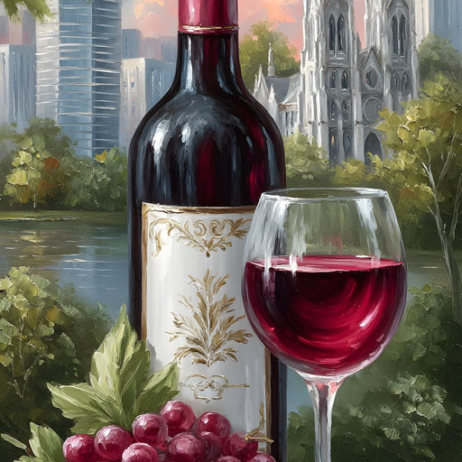 Wine Reflections Cityscape Elegance Canvas Print