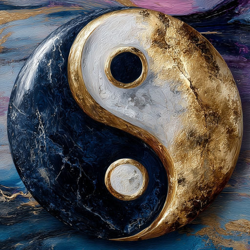 Golden Yin Yang Balance Flow Canvas Print