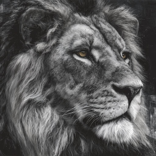 Regal Lion Monochrome Portrait Canvas Print