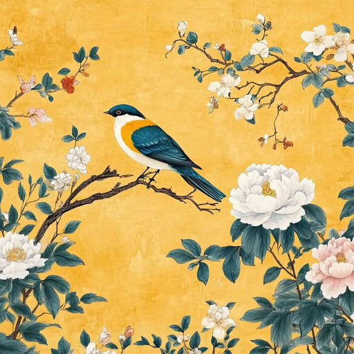 Songbird on Blossoming Branches Canvas Print