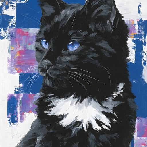 Nocturnal Blue Eyed Feline Portrait Canvas Print