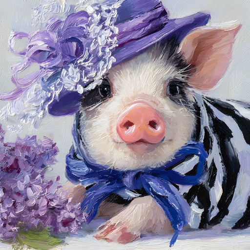 Lilac Garden Piglet Elegance Canvas Print
