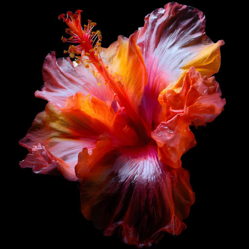 Radiant Hibiscus Petal Flame Canvas Print