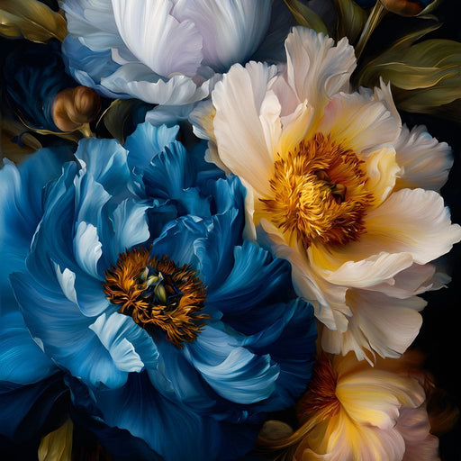 Midnight Peony Garden Radiance Canvas Print