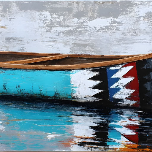 Turquoise River Canoe Reflection Canvas Print
