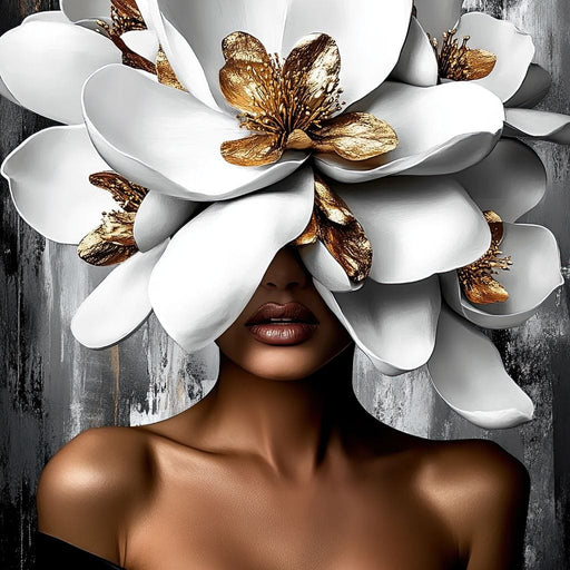 Golden & White Petals Elegance - Cole Williams Canvas Print