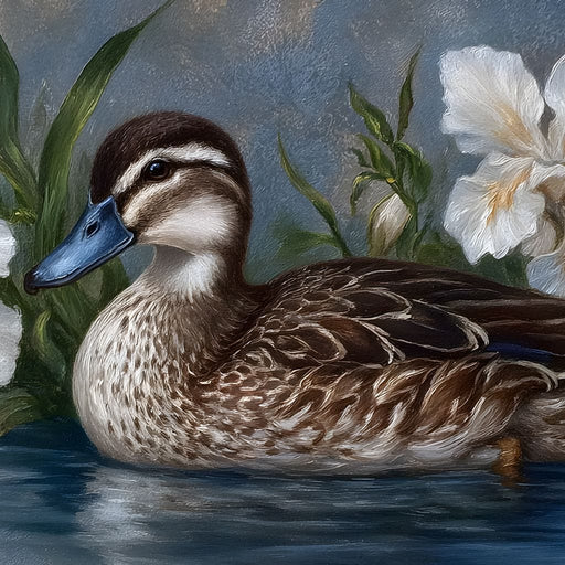 Duck Tranquility Among Petals Canvas Print