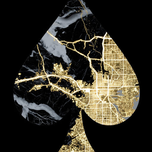 Golden Spade Deco Map Canvas Print