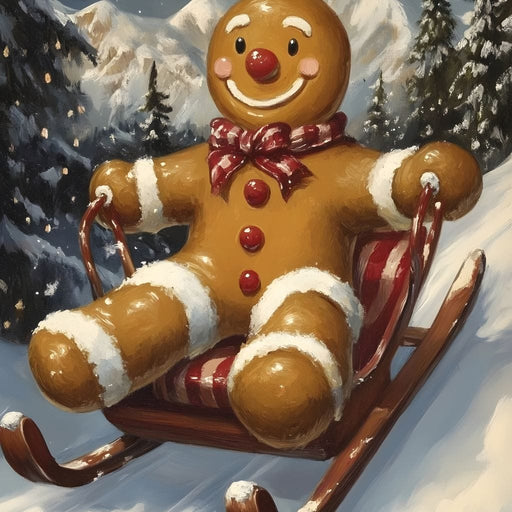 Snowy Sled Ride Gingerbread Joy Canvas Print