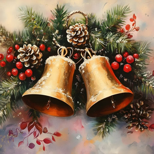 Golden Christmas Bells Garland Canvas Print