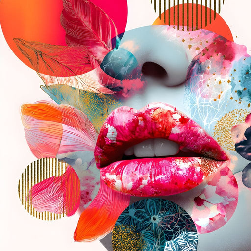 Vivid Collage Lip Pop Fusion Canvas Print