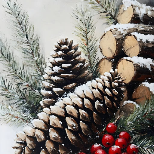 Snowy Pinecone Winter Gathering Canvas Print