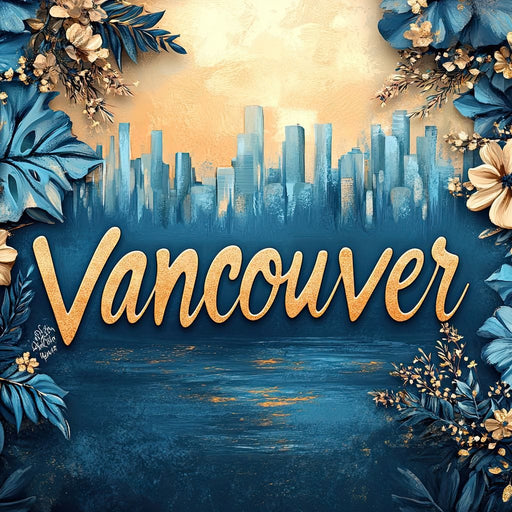 Golden Blooms Vancouver Cityscape Canvas Print