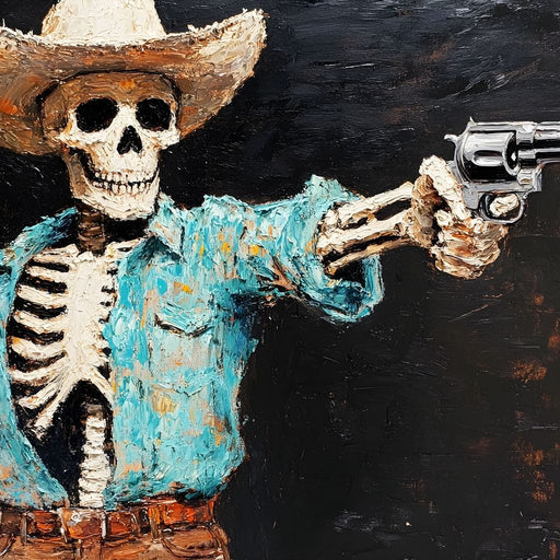 Cowboy Skeleton in Denim Canvas Print