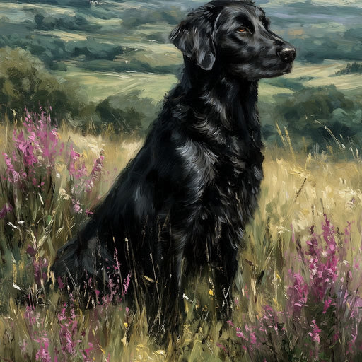 Black Labrador Meadow Sentinel Canvas Print