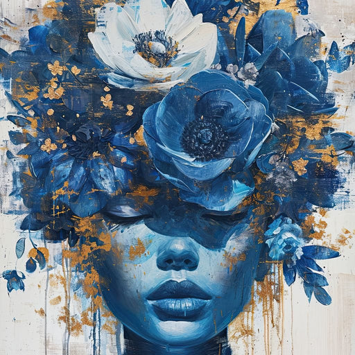 Sapphire Bloom Silhouette Canvas Print