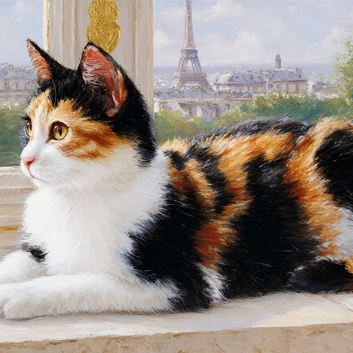 Dreamy Feline Parisian View Canvas Print